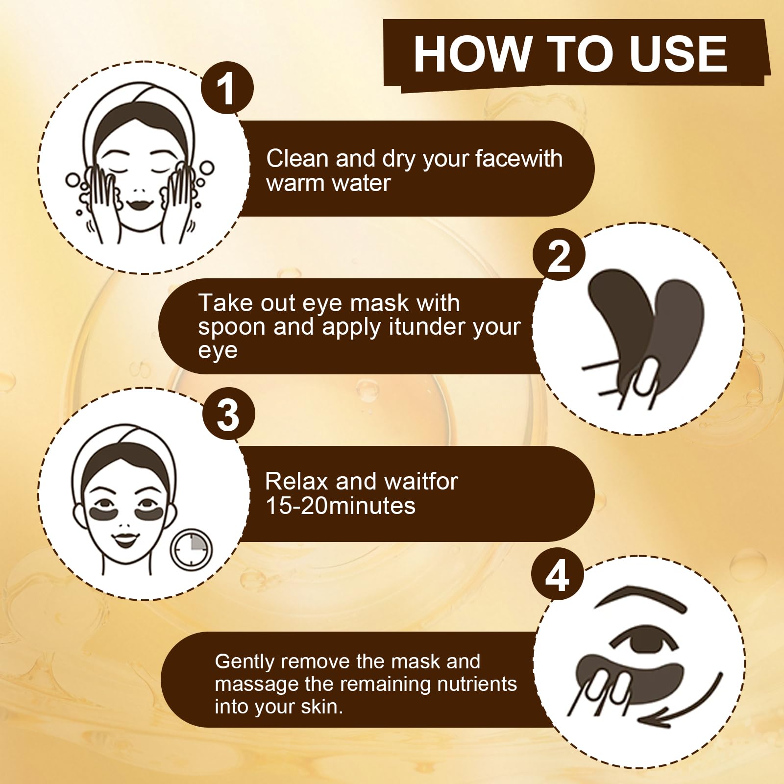 24K Gold Masque Pour Les Yeux 60 Patch,Patch Anti Cernes Yeux, Hydratant, Soulager la Fatigue, Réduit Yeux Poches, Patchs pour Les Soins des Yeux, pour Femmes/Homme