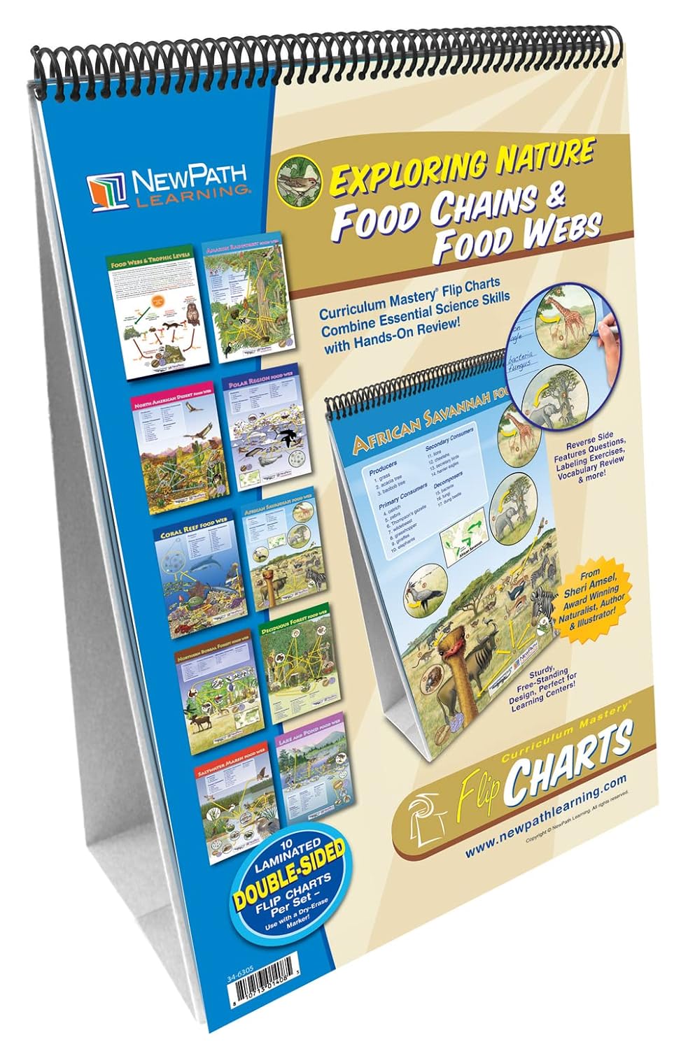 NewPath Learning - 34-6305 10 Piece Food Chains/Food Webs Curriculum Mastery Flip Chart Set, Grade 5-10