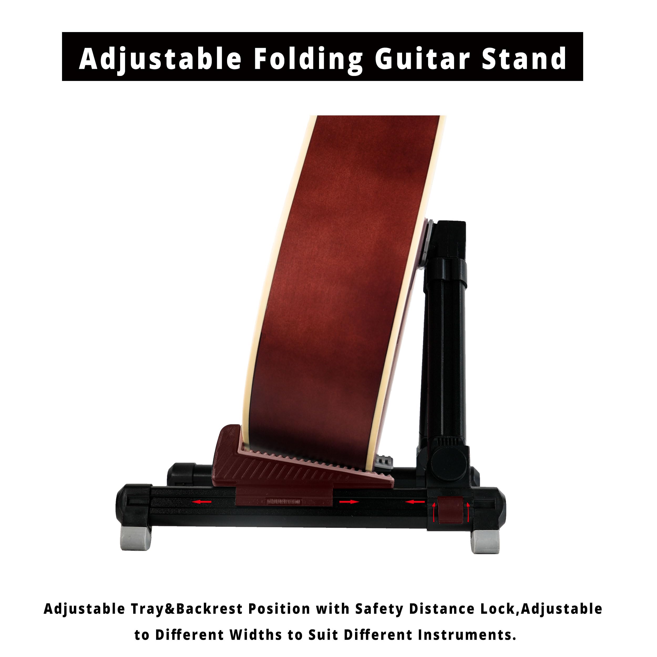 Supporto Per Chitarra Hilerpunk In Noce Nero - Pieghevole, Per Chitarra Elettrica/Acustica, Ukulele - Foto 4