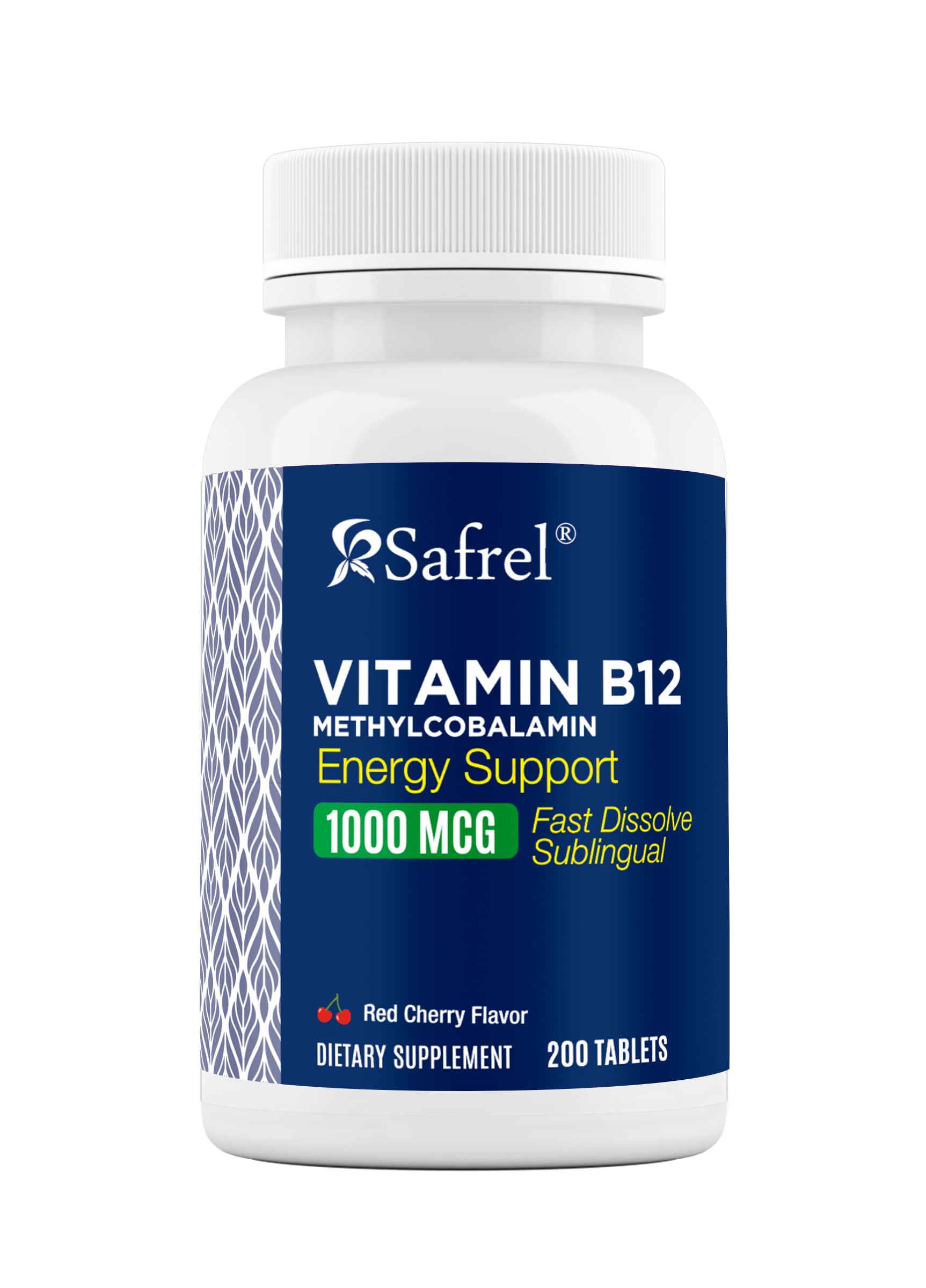 Safrel Suplemento de vitamina B12 metilcobalamina 1000 mcg 200 comprimidos