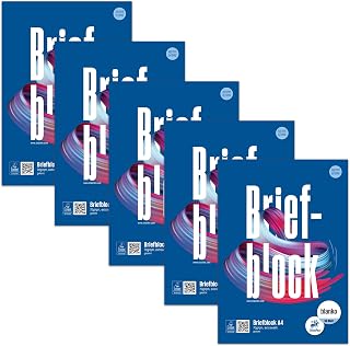 Staufen Style Briefblock - 5 Blöcke je 50 Blatt Briefpapier, DIN A4, 70 g/m², blanko, geleimt