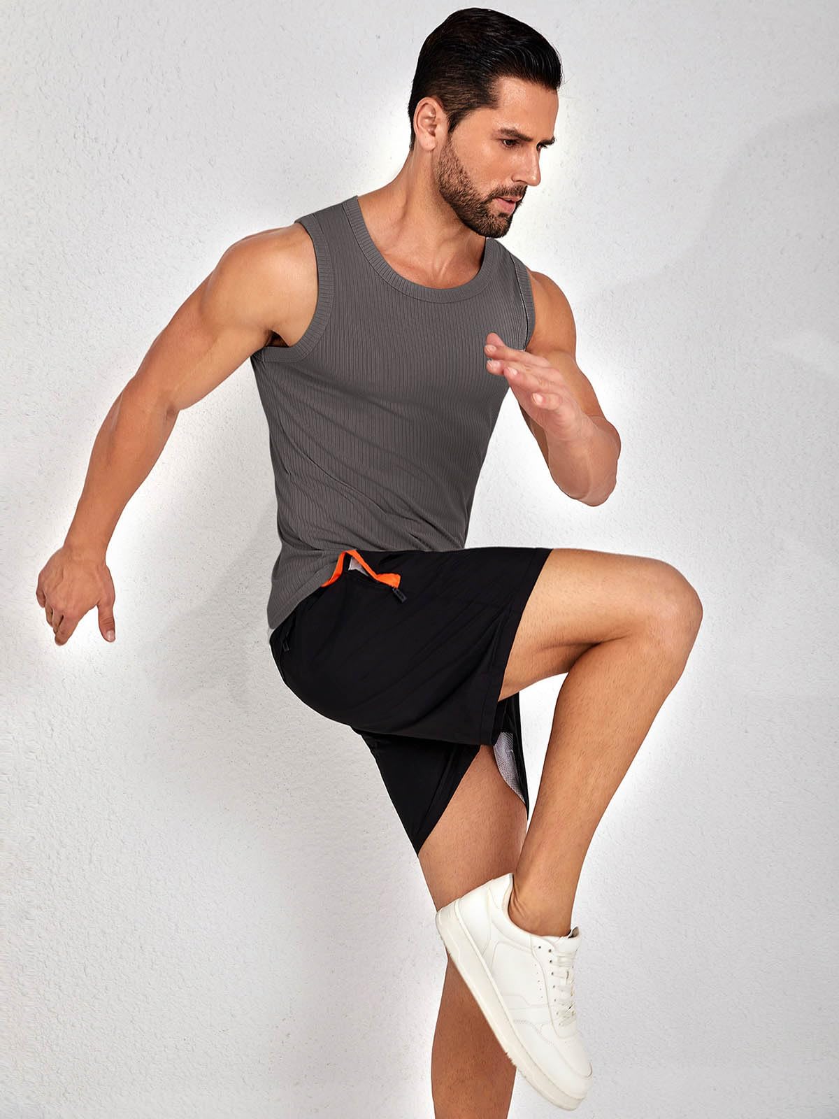 Débardeur côtelé à bretelles larges pour homme, coupe ajustée, sans manches, pour la gym, l'entraînement et les loisirs, maillot de corps basique respirant