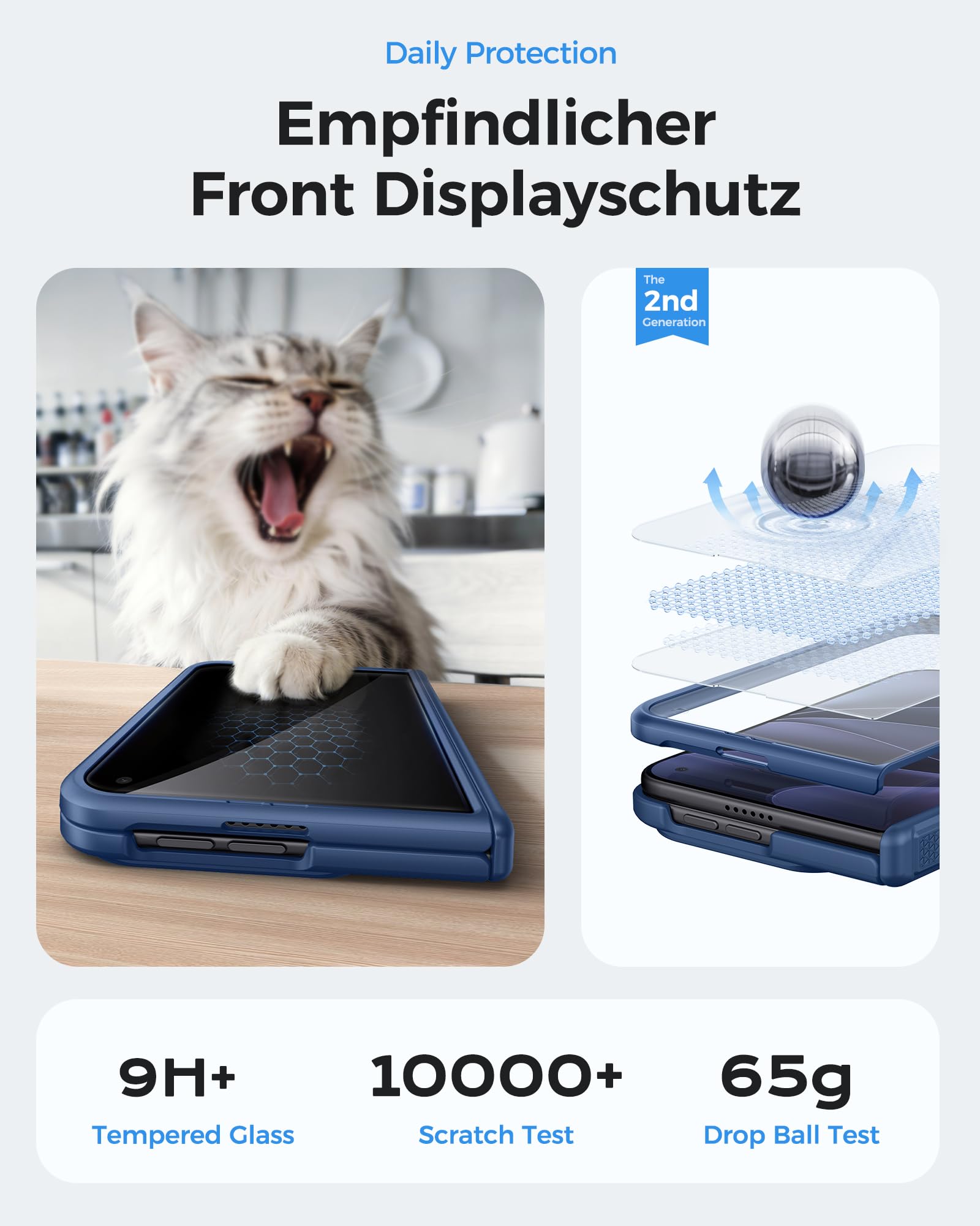 für iPhone Duo Hülle mit Ständer, Robuster Scharnierschutz, Blau