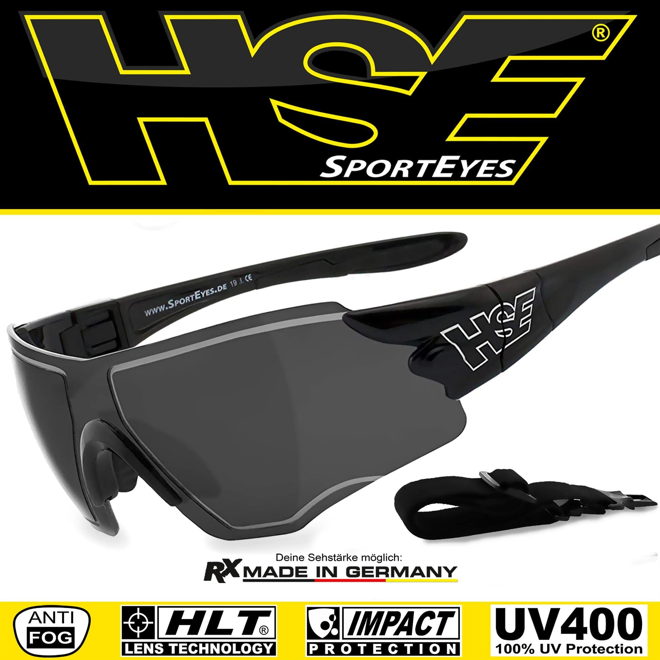 HLT® szkło bezpieczne z tworzywa sztucznego zgodne z normą DIN EN 166 | okulary sportowe, okulary rowerowe, okulary przeciwsłoneczne| oprawki okularów: czarne, okulary: SPEEDWULF