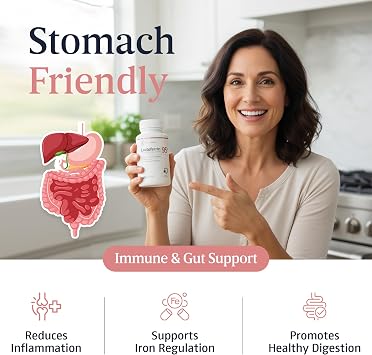 Supplement 300mg 95%+ Pure Bovine Capsules Delayed Release for Immune Support, Gut Health & Iron Metabolism 60 Count
