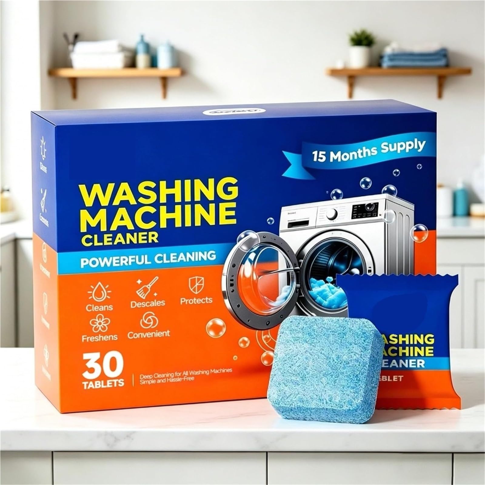 washing machine cleaner tablets Waschmaschinenreiniger-Tabletten mit Zitronenduft, 30 Stück
