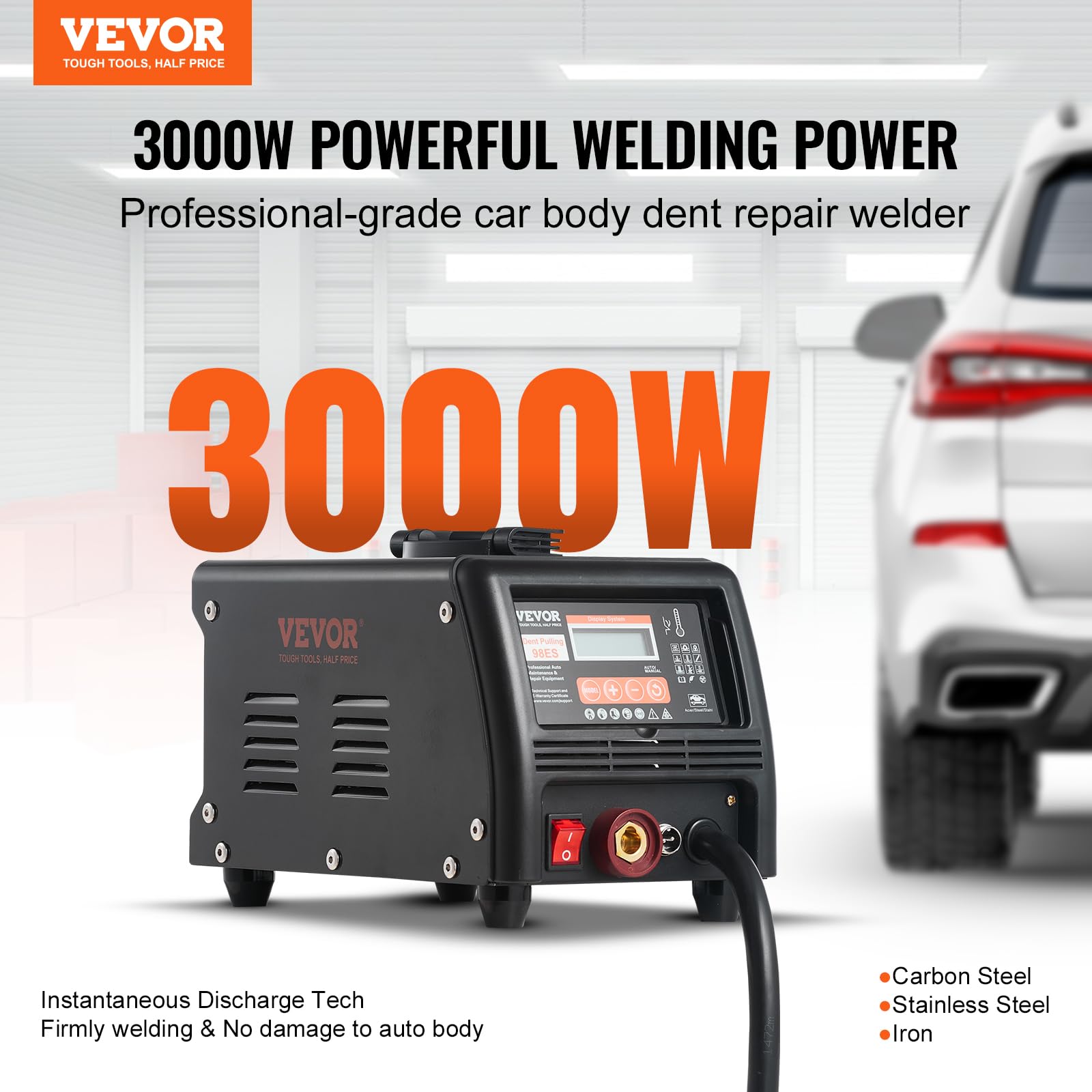 VEVOR Ausbeulspotter, 3 kW, Dellenreparaturset, Dellenzieher mit automatischem/manuellem Schweißen und 9 Modi, Autokarosserie-Punktschweißgerät, Dellenzieher für die Dellenreparatur von Autos & LKWs