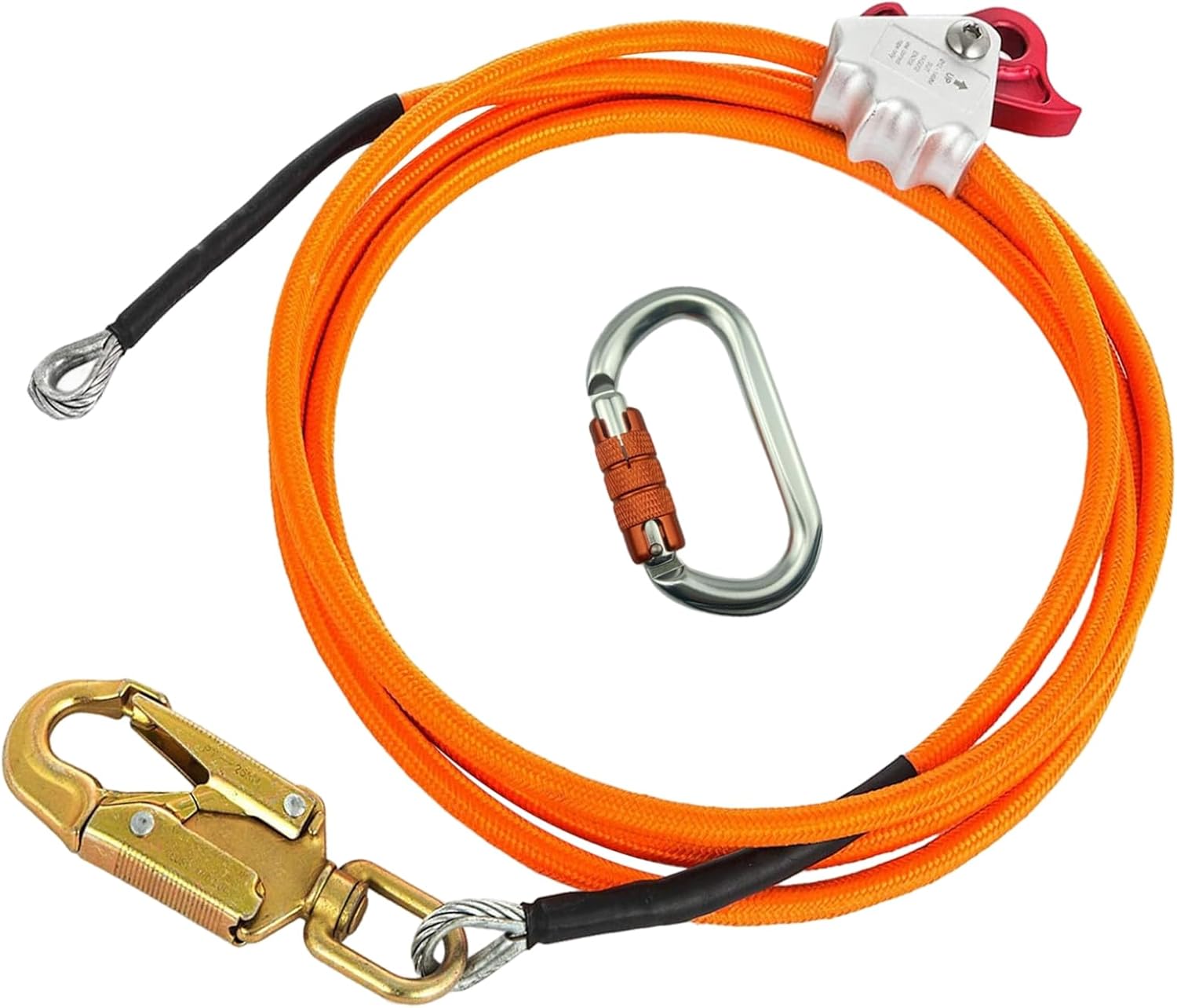 Arborist Kits Climbing, Line Flip for Tree Climbing, Rope Steel Core, Heavy-Duty, 0.47 In0.09 in (12 Mm X 2.4 M) Length Adjustable, Carabiner Safety Lock Includes