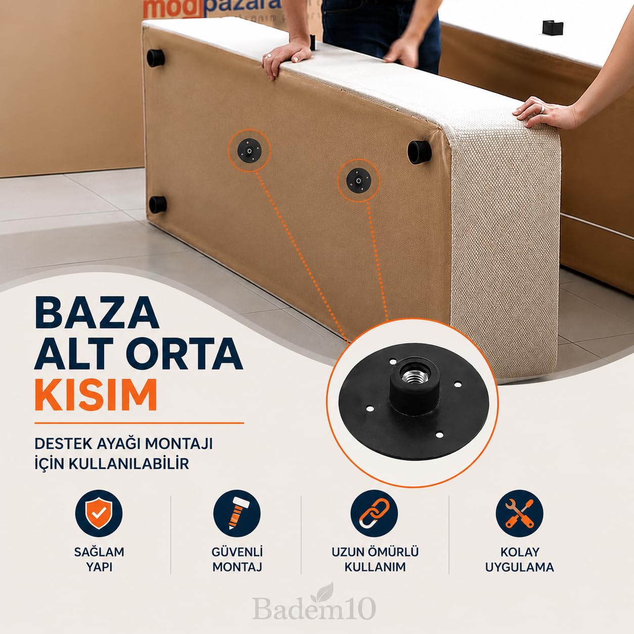4 ADET Mobilya Kanepe Baza Koltuk Sehpa Montaj Ayağı M8 Civata Plastik Bağlantı Aparatı Ayak Tabanı