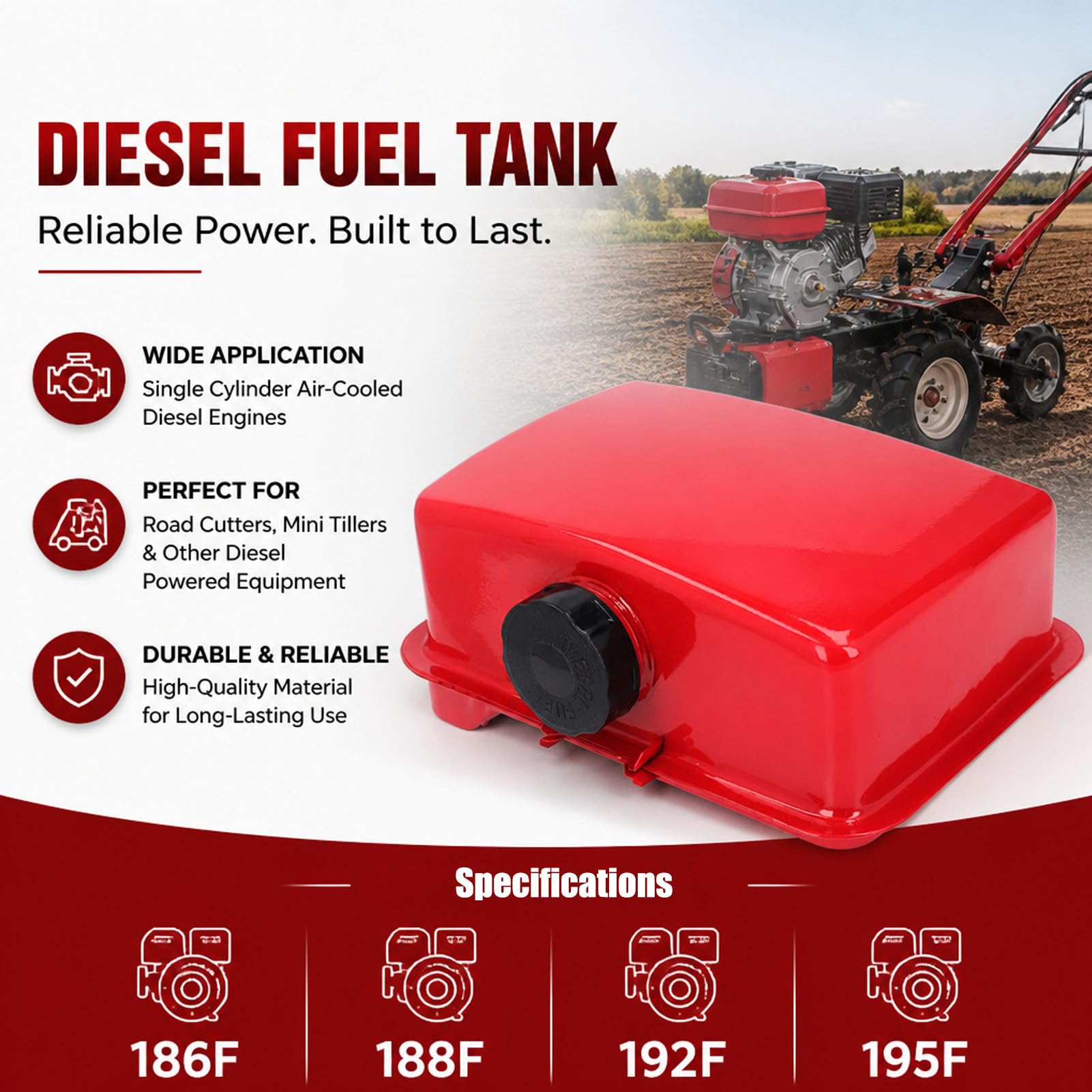 Tanque De Combustible Diesel, Conjunto De Tanque De Combustible Con Tubería De Aceite Tanque De Combustible De Motor Diesel Enfriado Por Aire Con Fácil Instalación Para Cortadoras De Césped Y Lavadora
