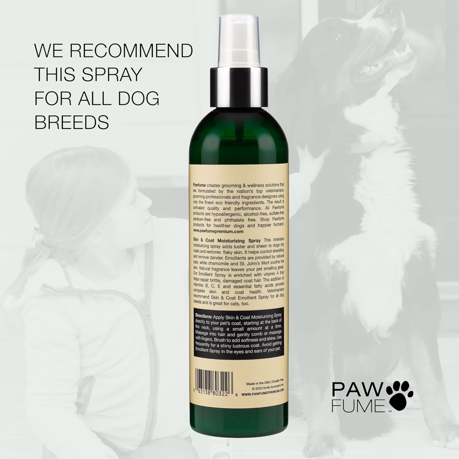 Pawfume Skin & Coat Moisturizing Spray Dog Lotion for Dry Skin – Dog Conditioner Spray for Dog Skin – Dog Leave in Conditioner Spray for Dog Dry Skin & Dog Itch Relief - Conditioner for Dogs Itch : Paw Fume : Pet Supplies
