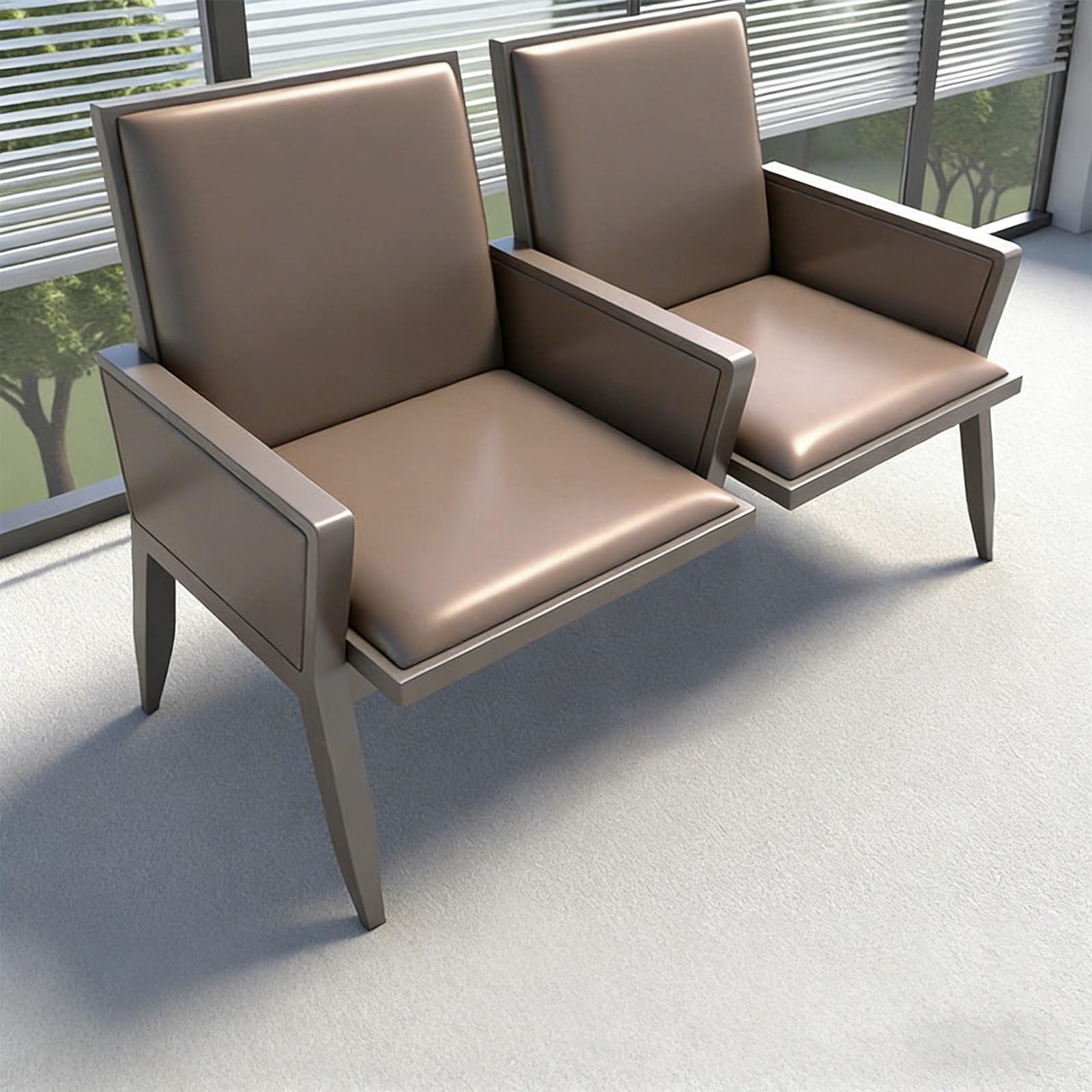 GTHTUHFD Pu Leather Waiting Room Sofa Chair, Modern Reception Bench, 500Kg/1102Lb Load Capacity, Arm Chairs For Office, Hospital, Bank, Airport, Mall,2-seater 120cm/47.2in