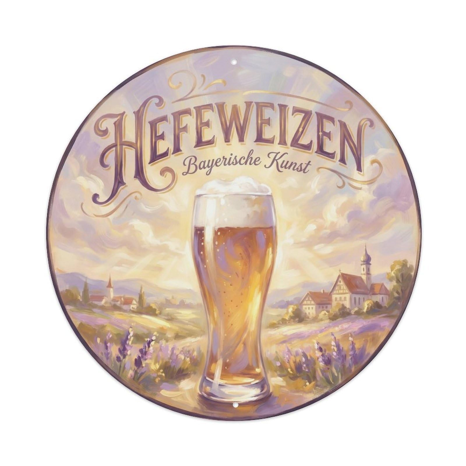 Vintage German Wheat Beer Ale Tavern Culture Keg Tap Metal Tin Sign