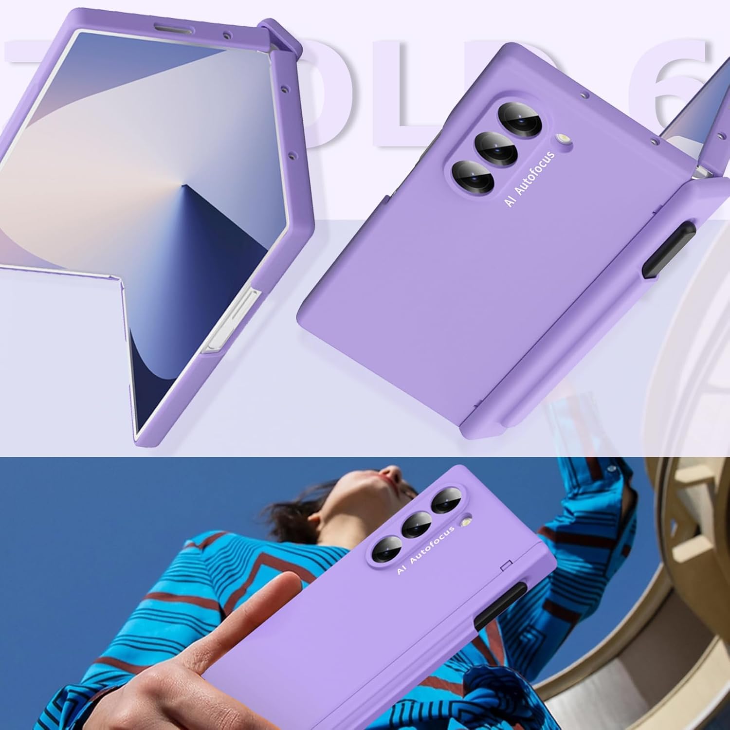 for Samsung Galaxy Z Fold 7 Case with S Pen Holder & Stylus, Z Fold7 Slim Case with Spring Hinge Cover Screen Protector Thin Matte Full-Body Anti-Scratch Protective Cover for Z Fold 7 Purple