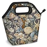 Tiveruda Summer Beach Seashell Insulated Lunch Bag Tote with Zipper Lightweight Portable Reusable Lunch Box for Men Women Office Picnic Camping