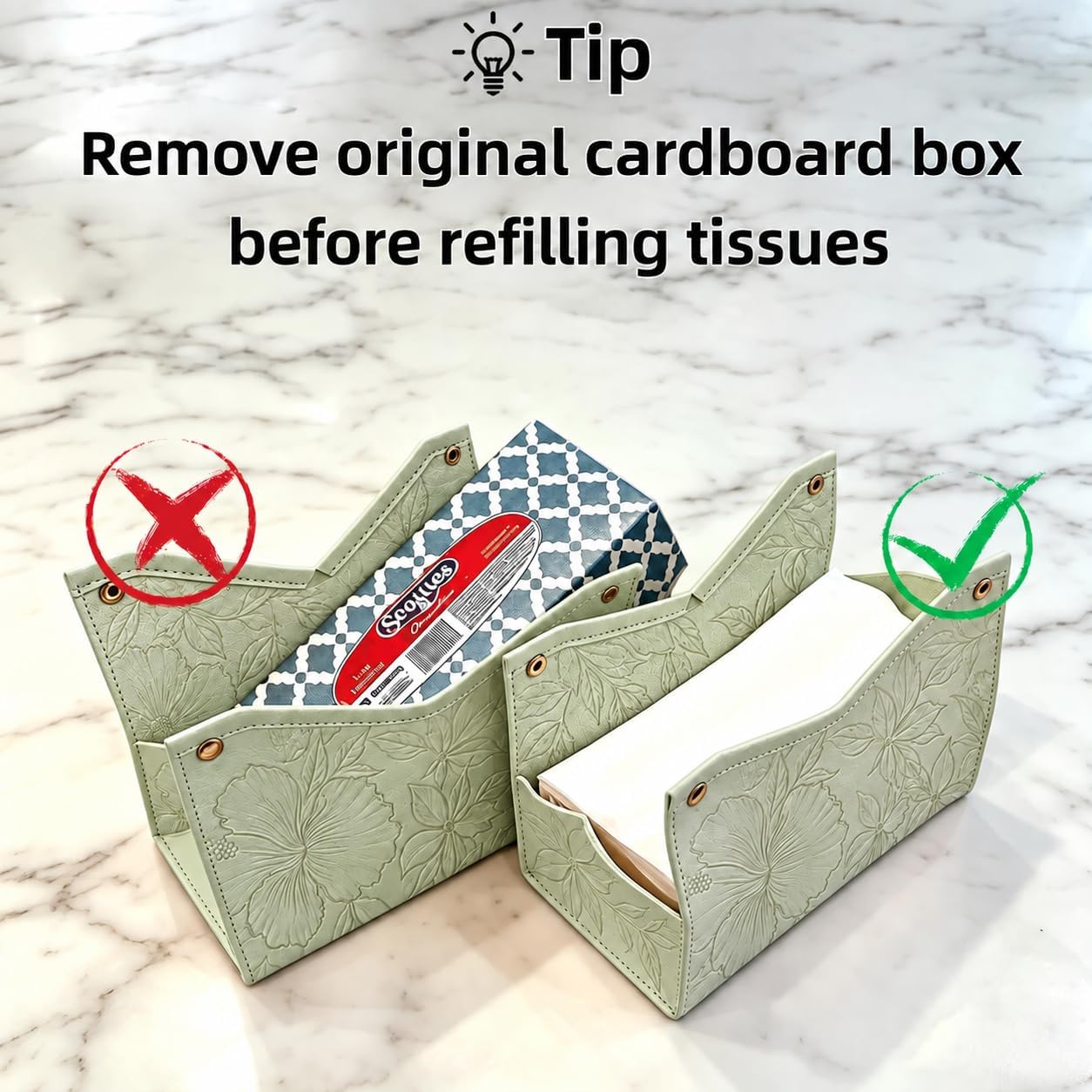 Set of 2 Rectangular Tissue Box Covers – Premium PU Leather