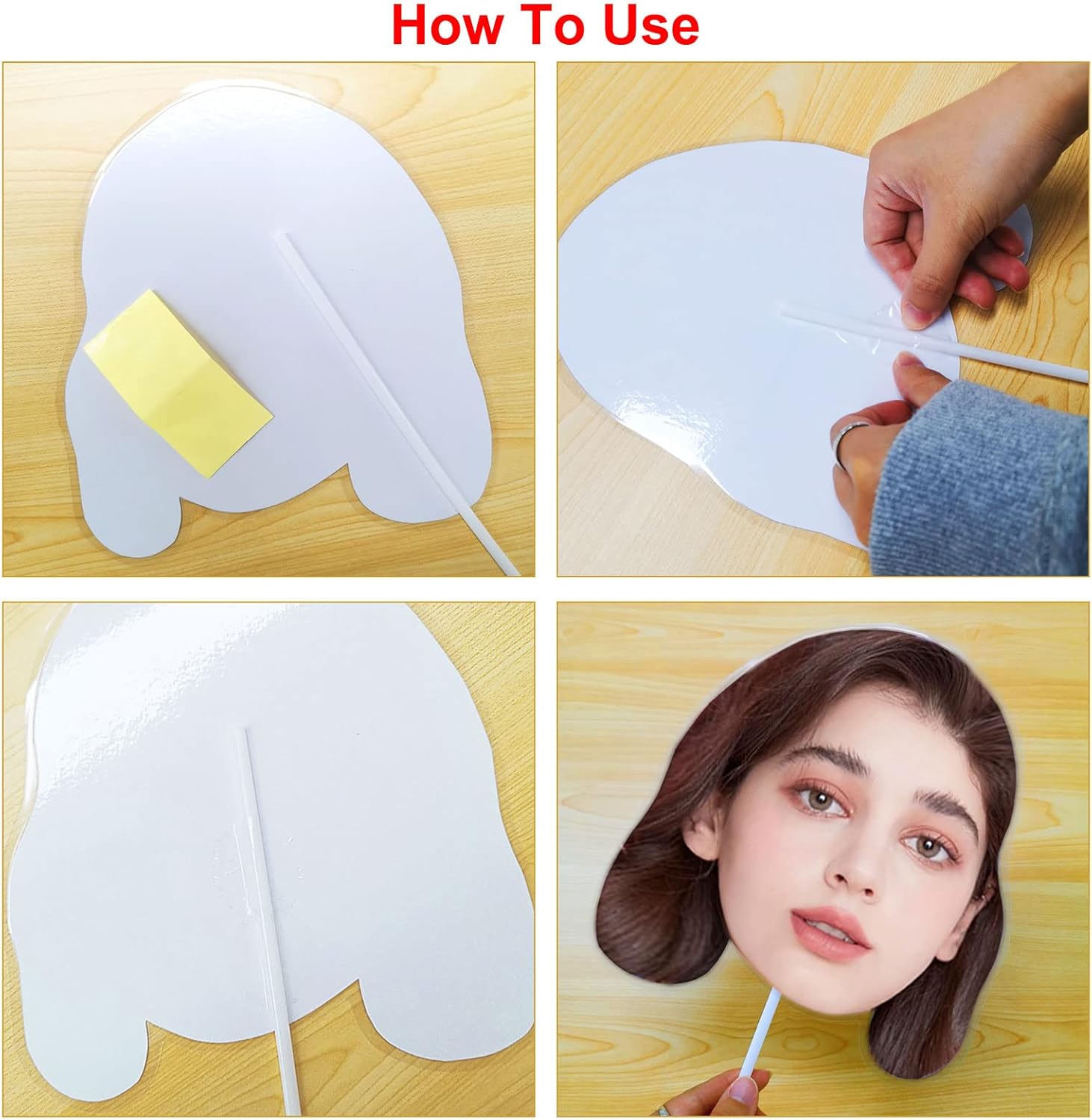 Head Cutouts on a Stick Custom Fan Faces Personalized Big Face Head Cut Out Pictures on a Stick Cardboard Prop Sign for Birthday Graduation Wedding Party-5PCS Differ Photo