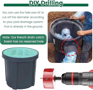 25 Sump Pump Basin with Grate Lid - Underground Rainwater Catchment System for Landscaping Lawn Backyard Drainage - Easy Clean Drain Box (29 Dia x 24 H)