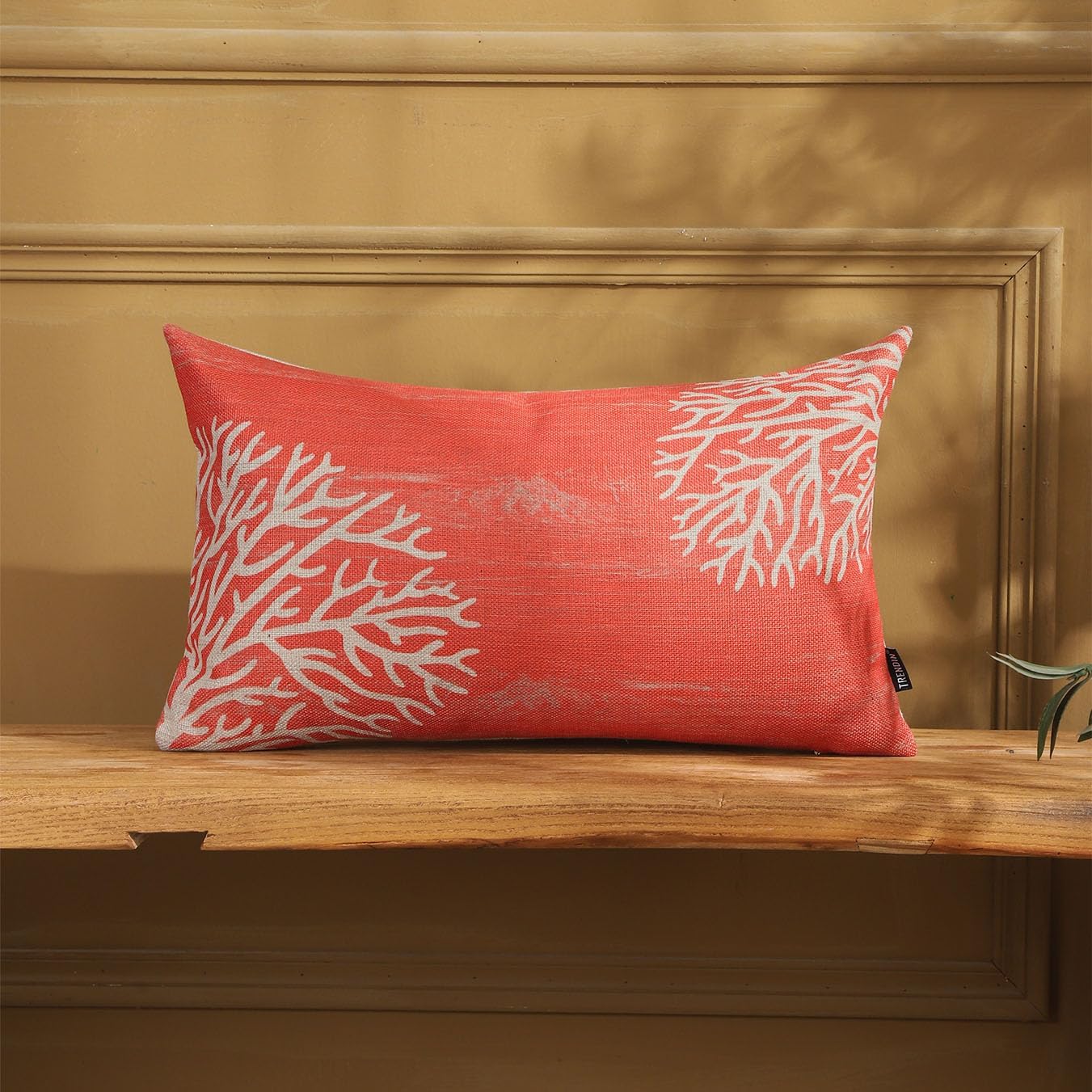 TRENDIN Coral Throw Pillow Cover 12X20 for Couch Coastal Beach Decor Lumbar Linen Cushion Case Sofa Farmhouse Home Decorations Pink PL1103TR - Image 3