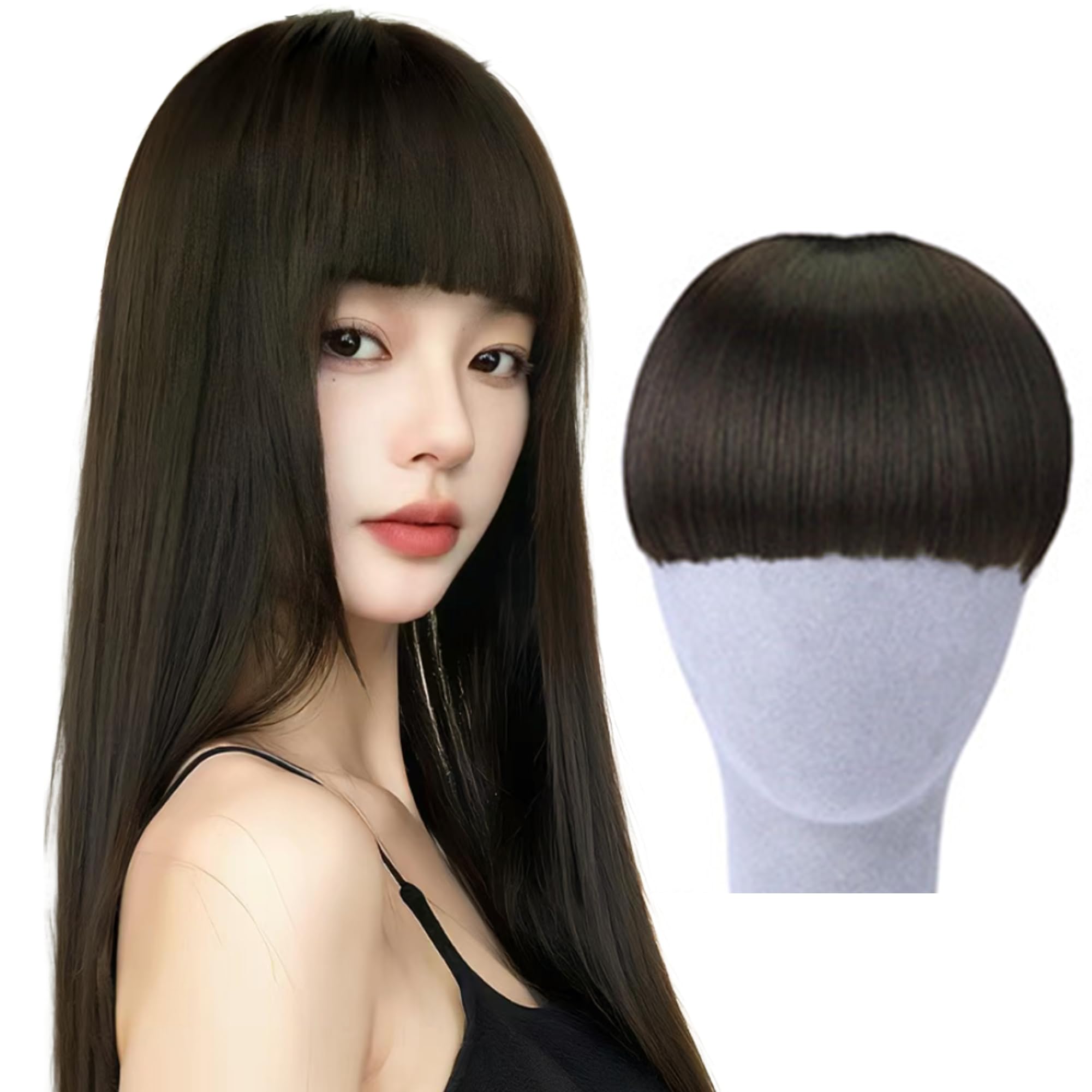 Amazon.co.jp: GFun 前髪ウィッグ ぱっつん 超厚め 2倍毛量 自然 総