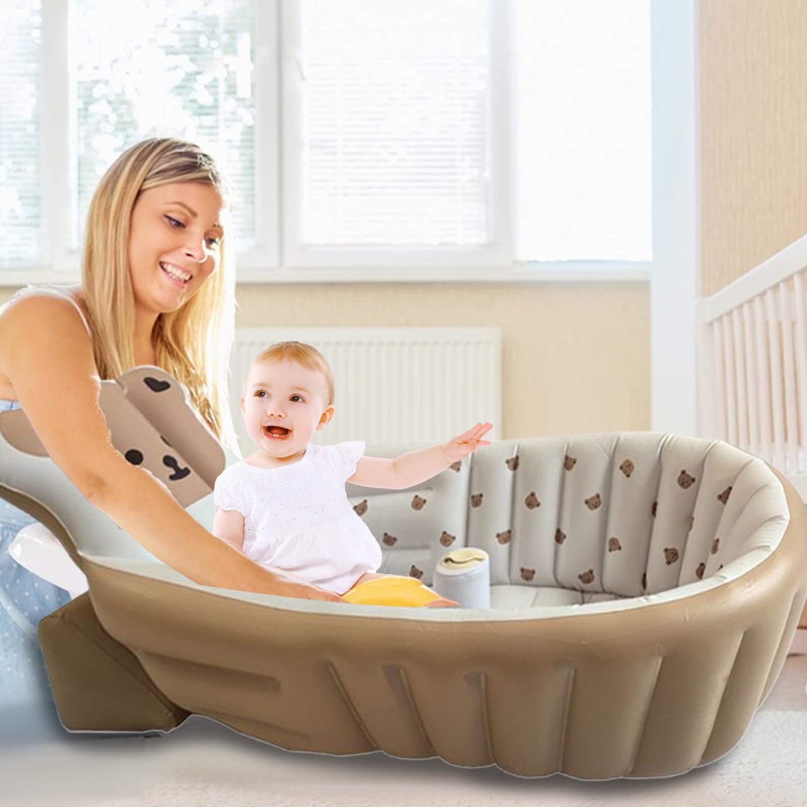 Vasca da Bagno per la Cura del Neonato e del Bambino Seggiolino Da Bagno | Soluzione Doccia Portatile Pieghevole Con Seduta Per Igiene Personale