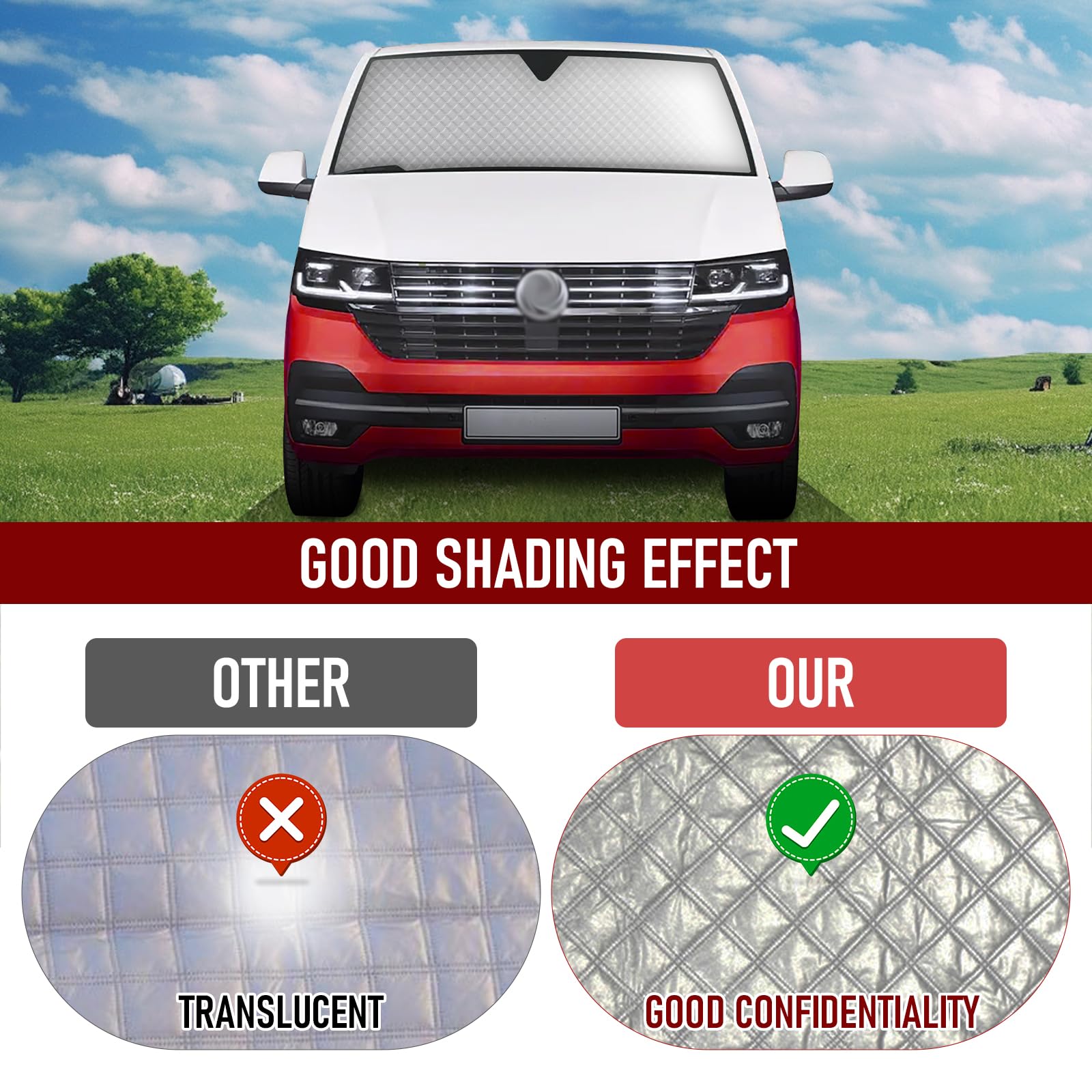 MaxAwe Juego de 8 persianas térmicas internas, compatible con VW T5/T6 SWB, kit de cubierta de aislamiento de invierno para autocaravanas y autocaravanas