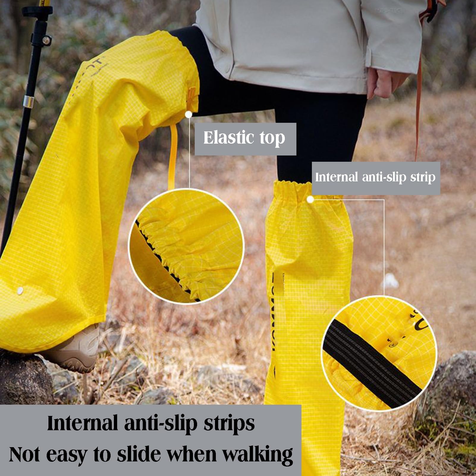 1 Par De Polainas Ligeras Y Ajustables For Botas De Senderismo con Bolsa De Almacenamiento, For Senderismo, Caminatas Y Escalada Al Aire Libre, Talla Única.(Yellow,L)