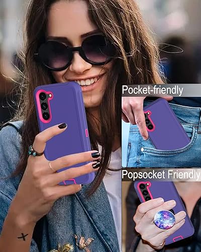 Miniatura 9 de Aliruke Funda para Samsung Galaxy S23, con protector de pantalla, protección de puerto, cubierta de goma de silicona antideslizante de cuerpo