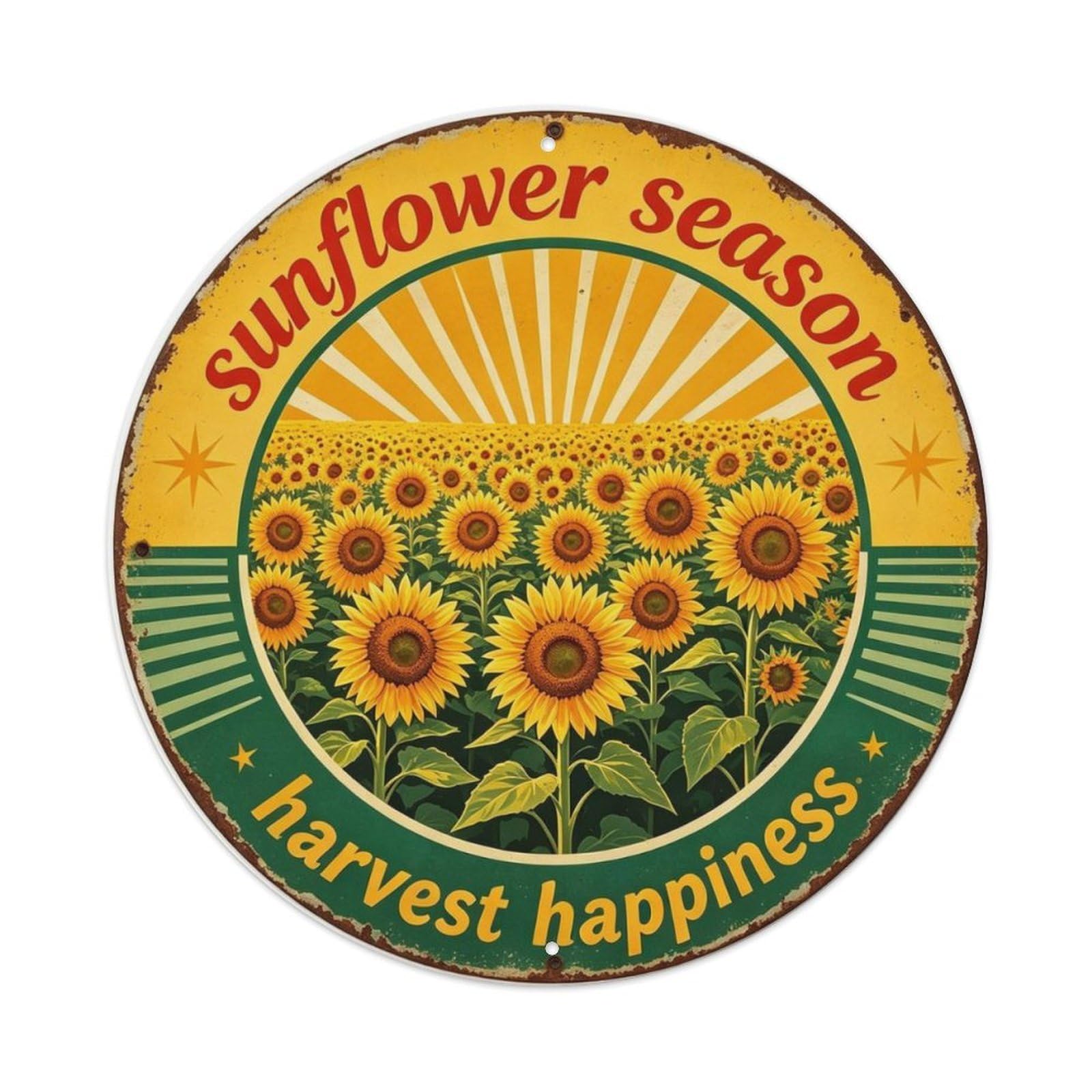 Sunflower Season Metal Tin Sign Plaque