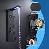 Shower Tower Panel with Mixer, 5-Function Shower Column with LED Temperature Display Rain&Waterfall, Massage Jets, Handheld Shower and Bath Spout, Shower Panel Stainless Steel, Matte Black