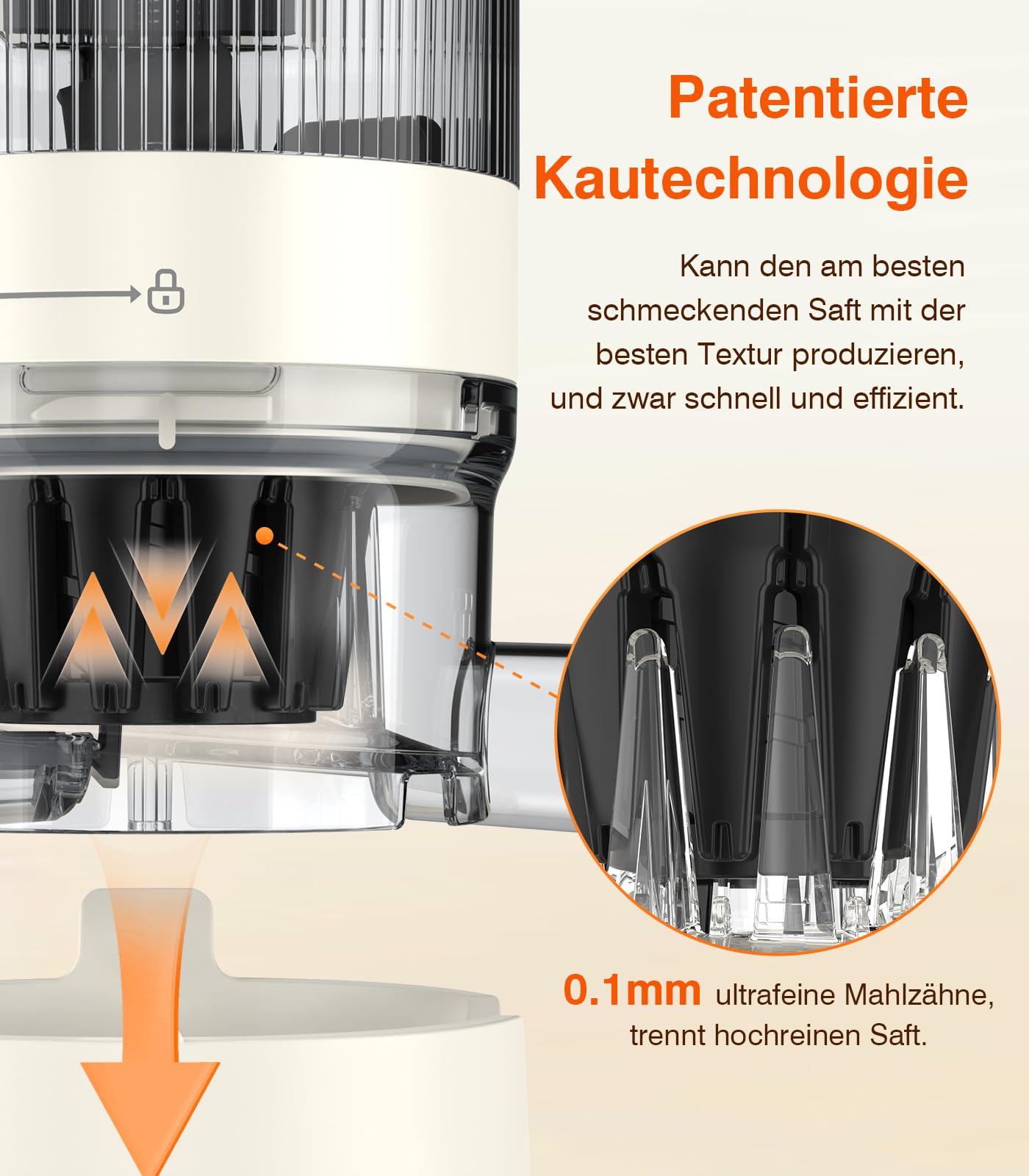 Zasmira Slow Juicer 120MM-Einfüllschacht 99,6% Saftreinheit 1,5L REV-Modus