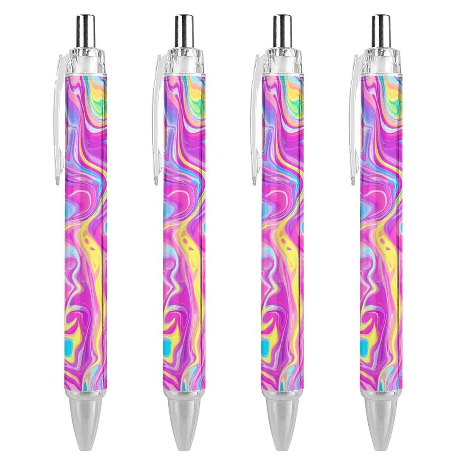 Psychedelic Neon Retractable Roller Ballpoint Pens Blue Ink 0.5mm Fine Point Writing Pen Office Supplies