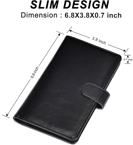 Vista 3 de Fundas negras para chequera - Registros de cuero RFID para chequera personal, carteras para mujeres y hombres con funda para chequera (negro), Negro