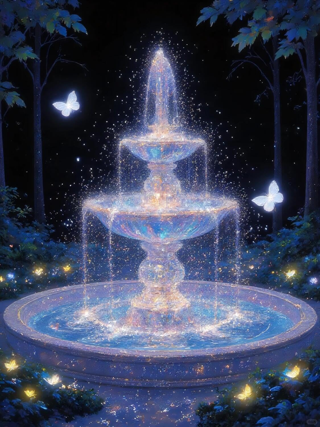 Rqwybcaxn Stamped Beaded Cross Stitch Kits Fantasy Fountain 40x50cm