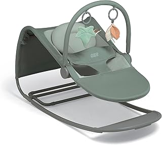 Mamas & Papas Tempo 3-in-1 Rocker/Bouncer, Lightweight, 3-Point Harness and Easily Removable Magnetic Toy Bar, Ivy