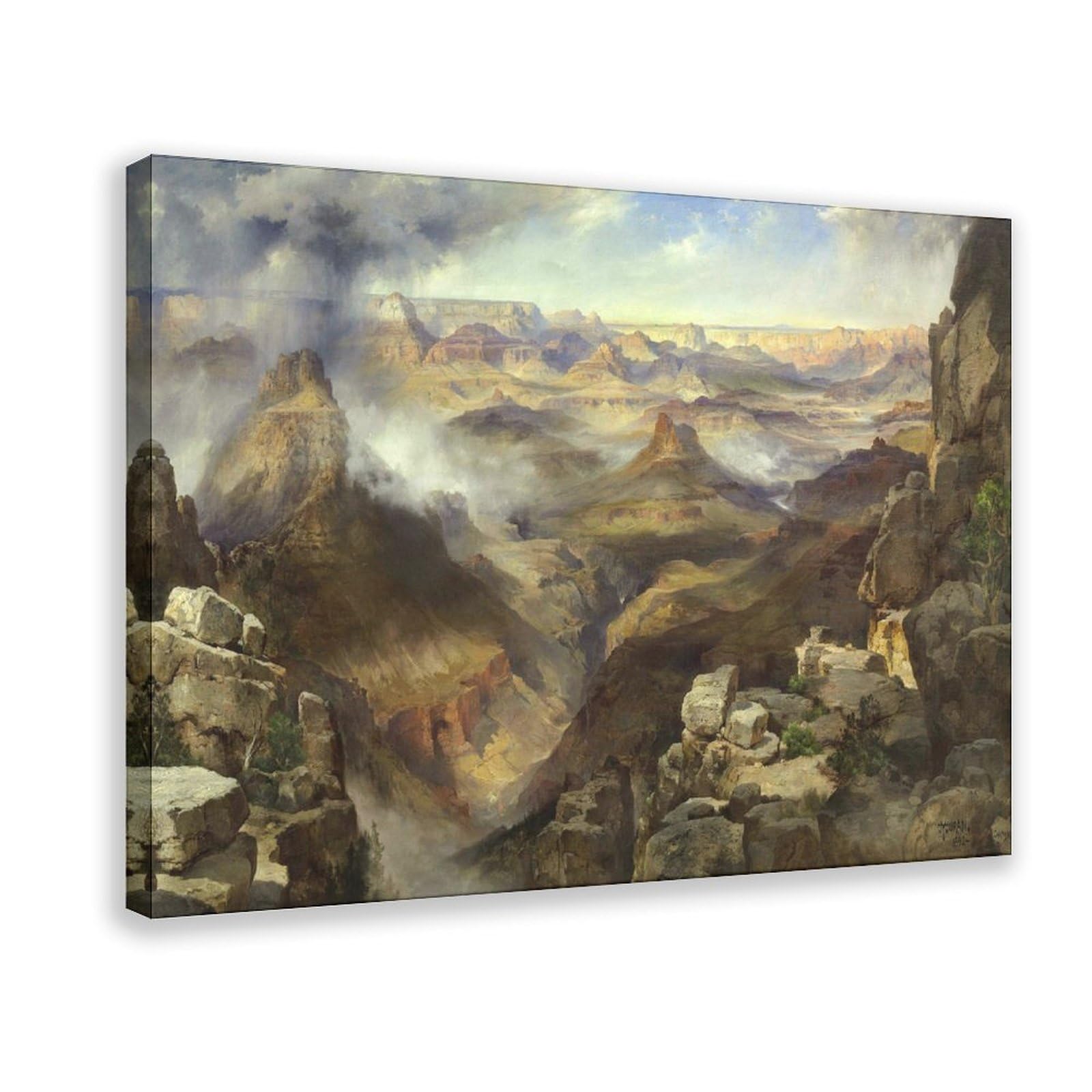 Dfjyjfgjj Thomas Moran, American,Grand Canyon Of The Colorado River Canvas Poster Wall Art Bedroom Decor Office Room Kitchen Gift 16" L X 24" W