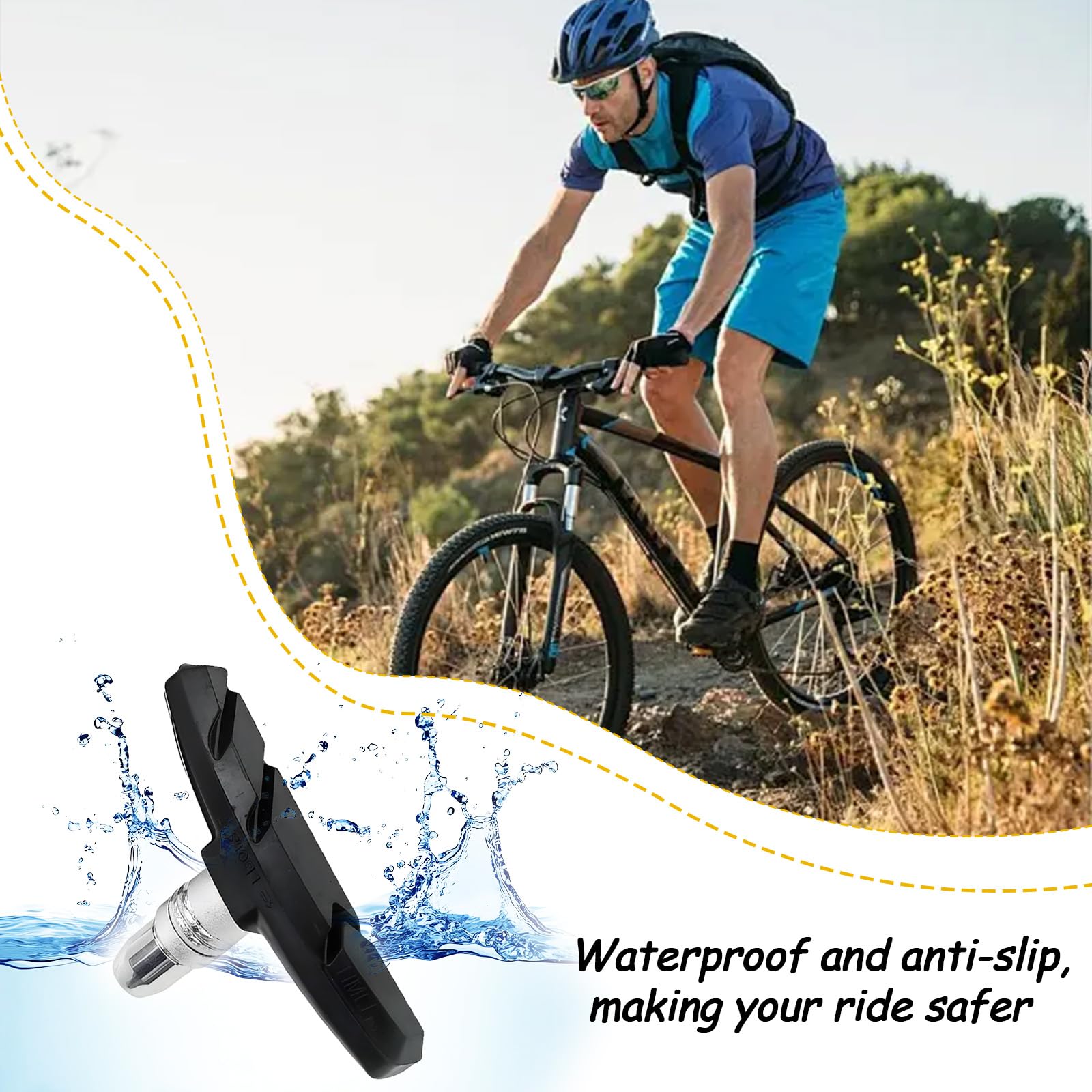 Set di 4 pastiglie freno a V per bicicletta, 70 mm, per freni a cerchione, ganasce dei freni silenziose, pastiglie dei freni, pastiglie dei freni, ganasce freno anteriori e posteriori in gomma