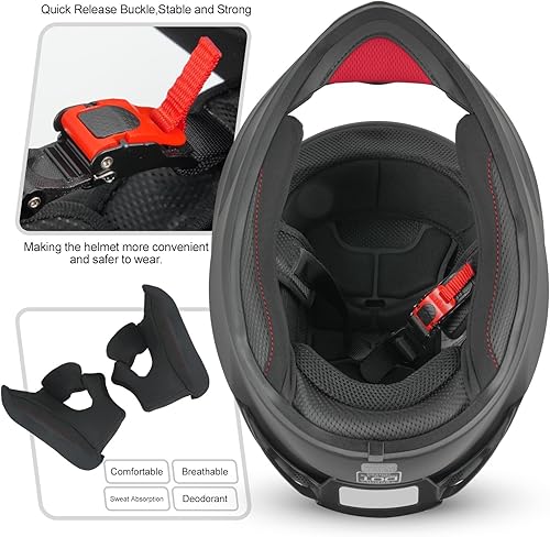 Miniatura 8 de Spark Casco de Motocicleta de Cara Completa para Adultos para Motocicleta de Calle - Cascos de Motocicleta Certificados DOT con Ventilación Avanzada
