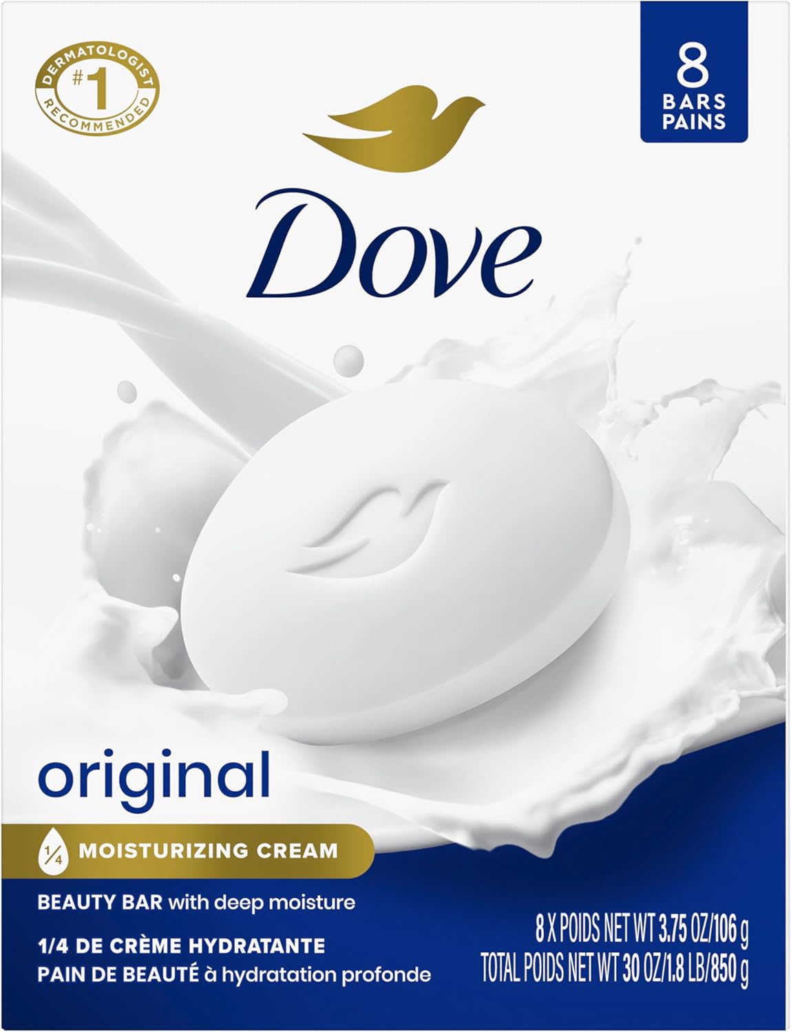 Dove Beauty Bar Soap Original 8 Count for Soft, Smooth Skin,...