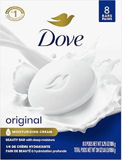 Dove Original Beauty Bar Soap 8 Count - 1/4 Moisturizing Cream for Soft, Smooth, Nourished Skin 3.75 oz