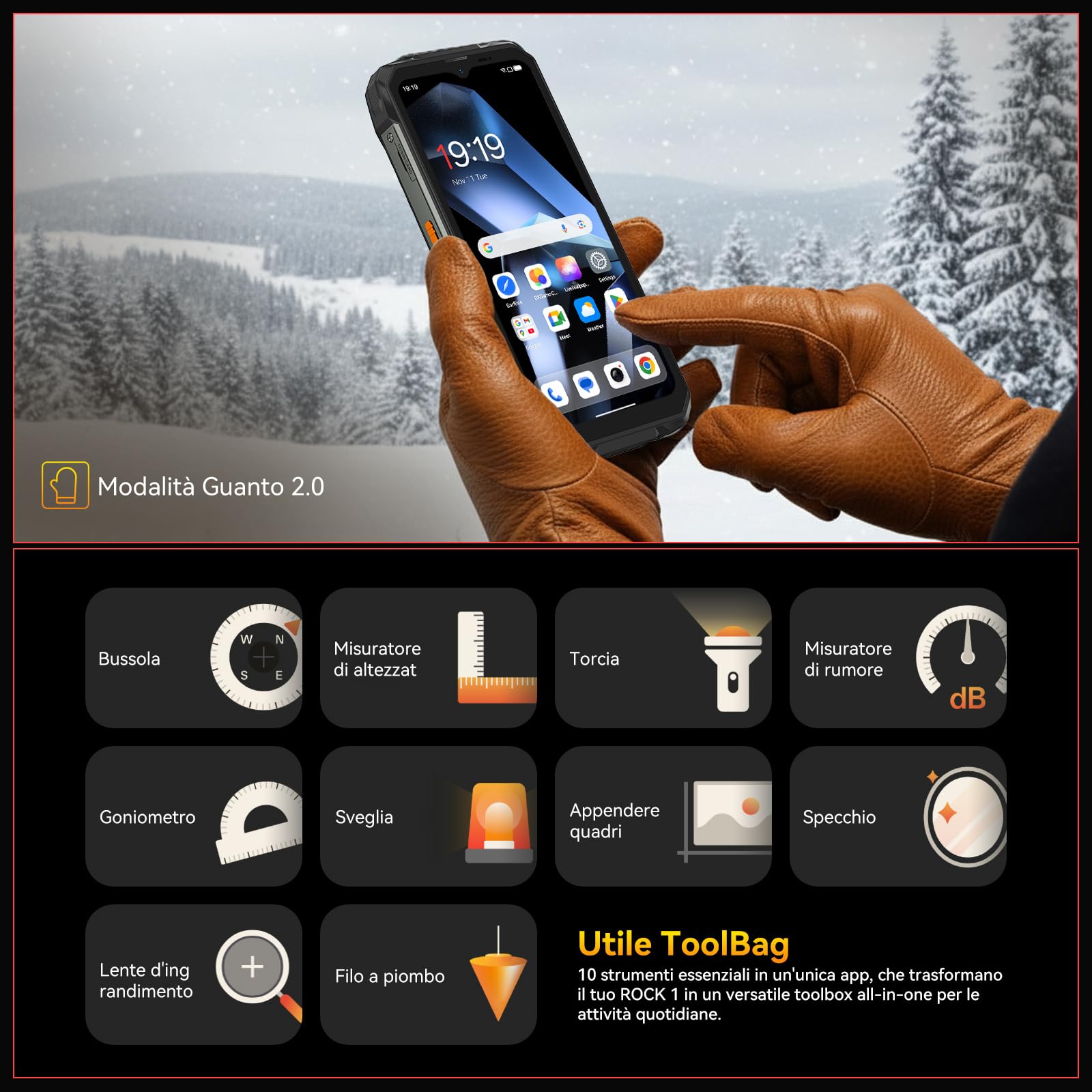 Blackview ROCK 1 Rugged Smartphone Android 16, 24GB+256GB Telefono Indistruttibile,15000mAh, 20MP Visione Notturna, Gemini AI, Display 6.56" HD+ 2.01", IP69K Impermeabile, NFC/OTG/GPS/2 Anni Garanzia