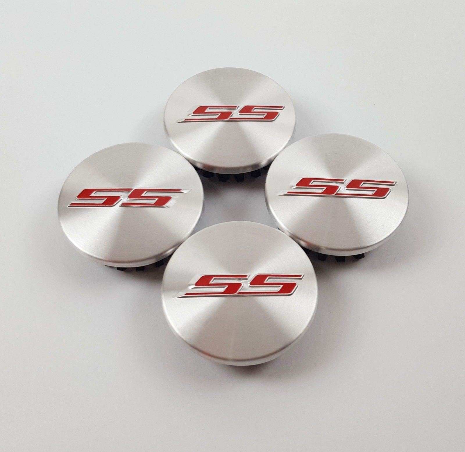 Coolandi CS65S 4X Silver Red SS Camaro Emblem Car Wheel Center Rim Hub Cap for Chevy 2.2'' Diameter
