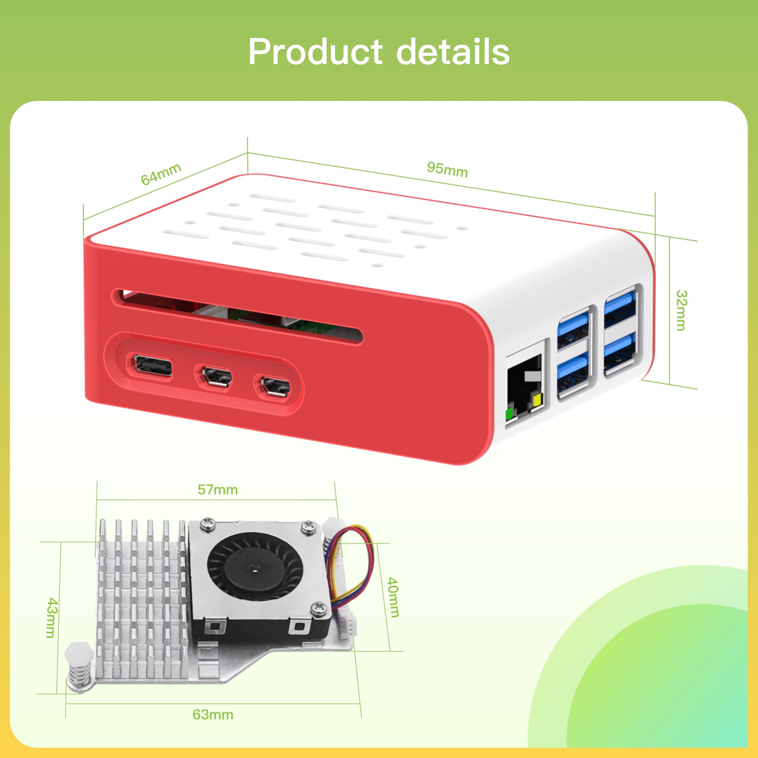 iRasptek basic kit for Raspberry Pi 5 4GB RAM with Red&White Case and Active Cooler — view 9