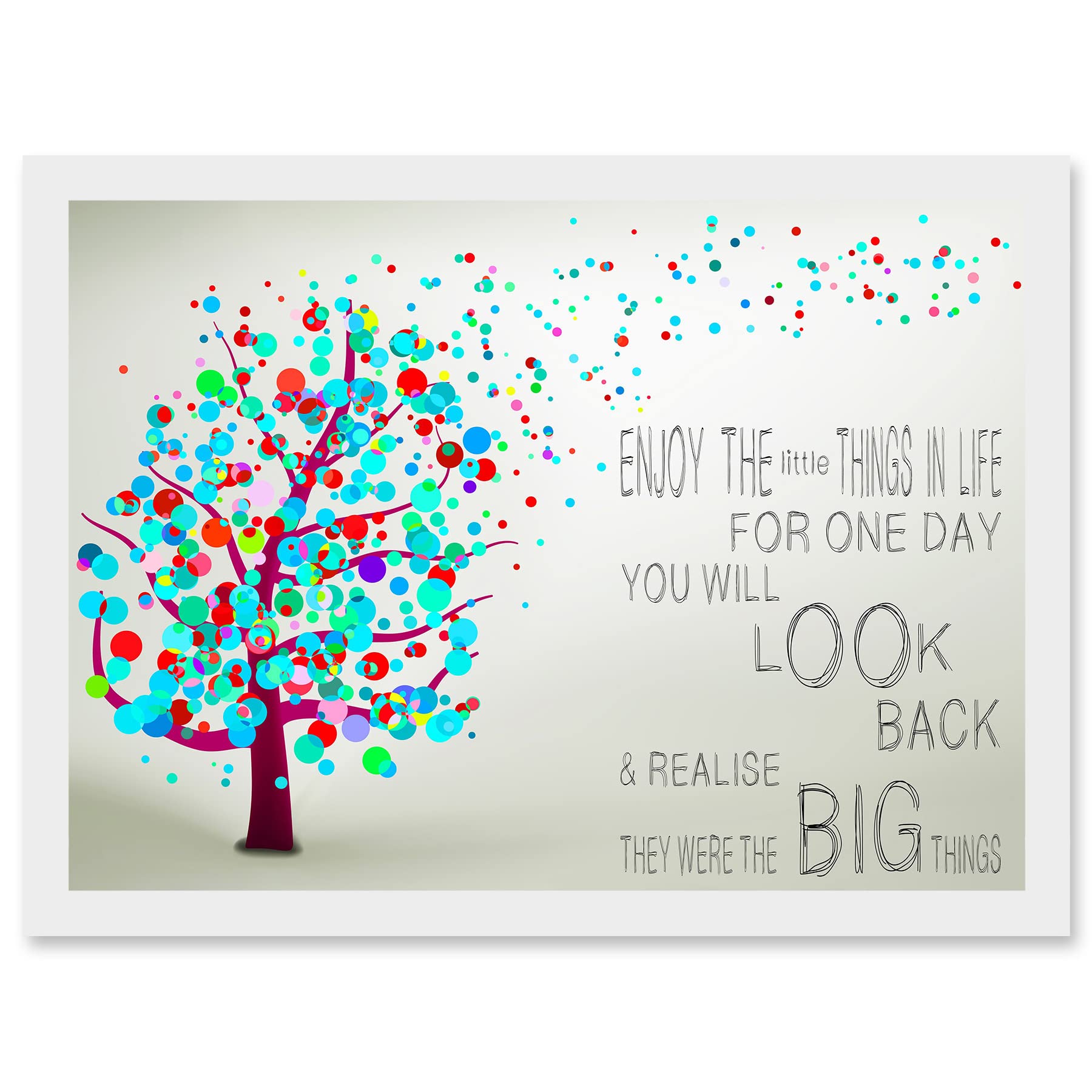 Artery8 Bubble Tree Quote Typography A4 Framed Wall Art Print - White