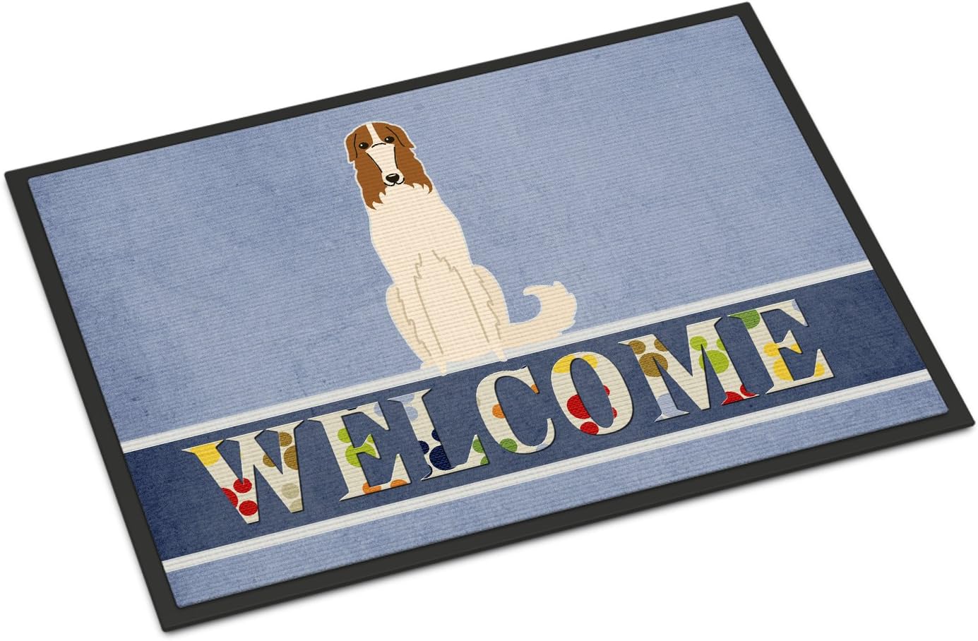 Caroline's Treasures BB5604MAT Borzoi Welcome Doormat 18x27 Front Door Mat Indoor Outdoor Rugs for Entryway, Non Slip Washable Low Pile, 18H X 27W