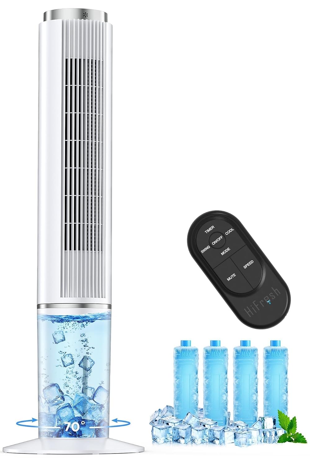 hifresh 107CM Tower Fan for Room w/Cooling Function, Bladeless Tower Fans for Home, Remote & Touch, 4 Modes & 3 Speeds, 26...