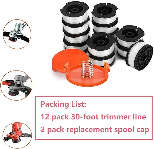 Miniatura 4 de AF100 - Carrete de repuesto para recortadora de 30 pies y 0.065 pulgadas para Black and Decker AF-100-BKP AF-100-3ZP, compatible con recortadora de