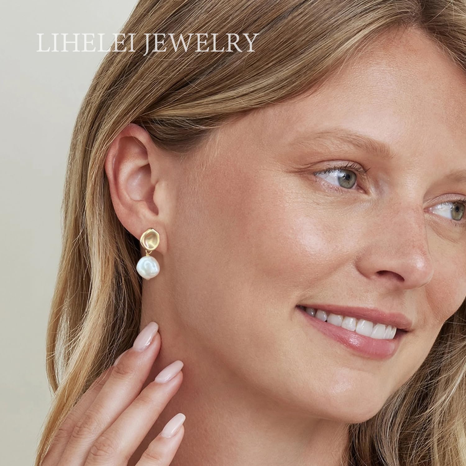 Pearl Dangle Earrings for Women Baroque, 18K Gold Plated Earrings, Wedding Dangle Earring for Jewelry Gift - Image 3