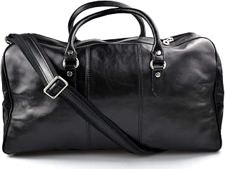 Leather duffle bag genuine leather shoulder bag black men travel bag gym bag luggage made in Italy weekender duffle overnight bag women duffle bag