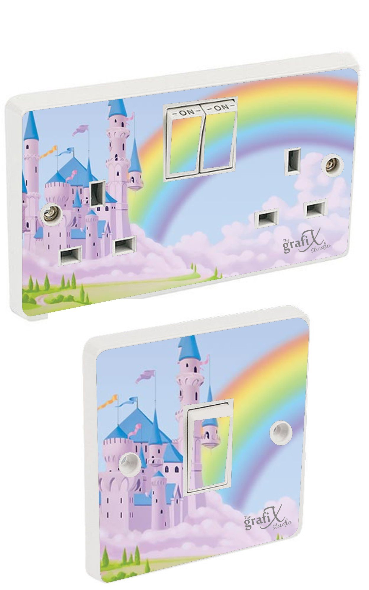 The Grafix Studio Multicolor Princess Castle Light Switch & Double Socket Sticker Vinyl/Skin Cover Sosw38